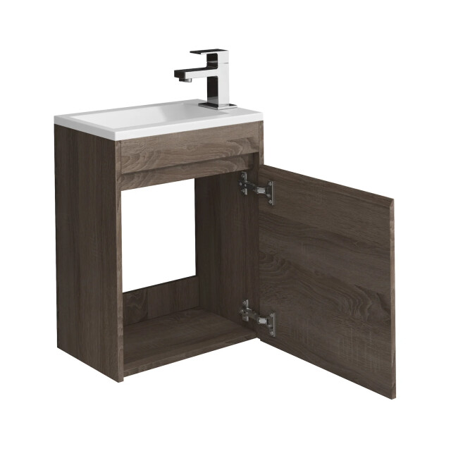 Badplaats Toiletmeubel sinta 40 x 22 cm licht bruin fonteinmeubel met witte 3181054 large