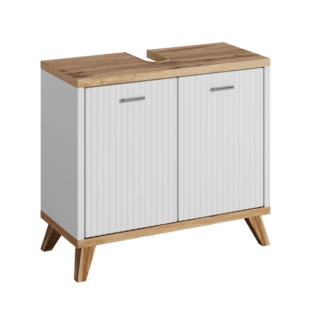 Badplaats Wastafel onderkast colima 60 x 28 x 54 cm eiken met wit - 3180949 large