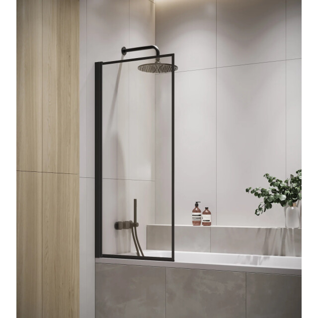 Badplaats Badwand medal 60 x 140 cm zwart badscherm draaibaar 5 mm dik - 3181194 large