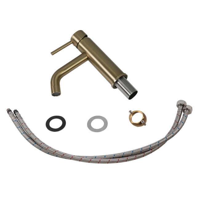 Badplaats Wastafelkraan everest goud mengkraan met montage set en slangen 3180882 large