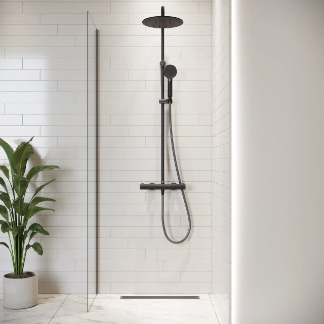 Badplaats Douchewand florida 40 x 200 cm zwart – inloopdouche 8 mm 3181256 large