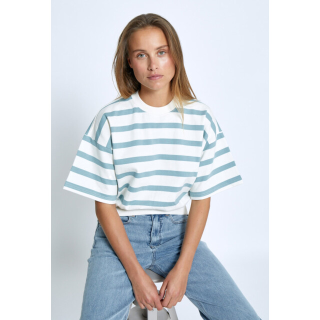 Minus Msestella ss sweat ice blue stripe MI6659-1048S large