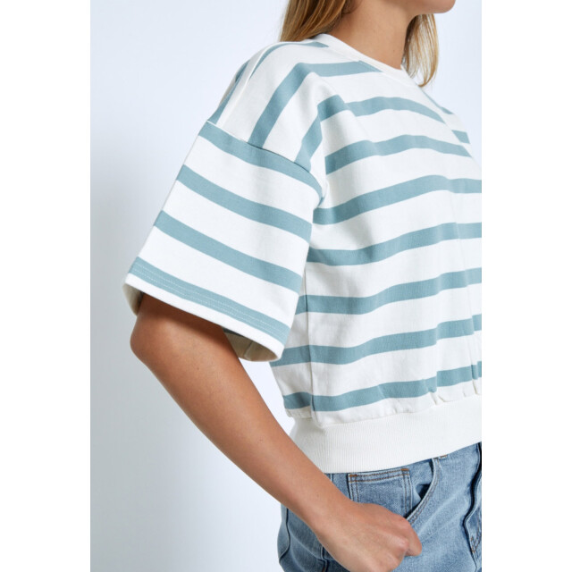 Minus Msestella ss sweat ice blue stripe MI6659-1048S large