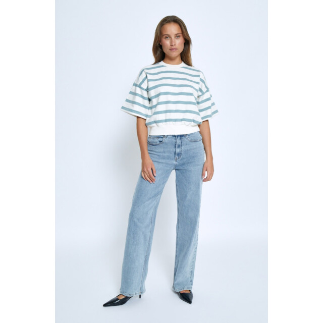 Minus Msestella ss sweat ice blue stripe MI6659-1048S large