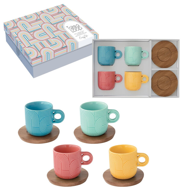 Easy Life Set/4 espr beker + schotels acacia 11 cl tl05 3083892 large