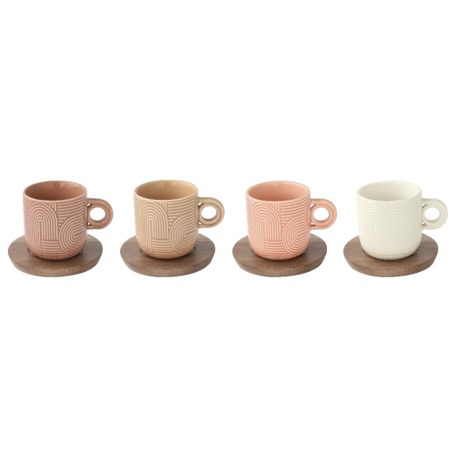 Easy Life Set/4 espr beker + schotels acacia 11 cl tl07 3083935 large