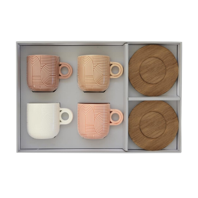 Easy Life Set/4 espr beker + schotels acacia 11 cl tl07 3083935 large