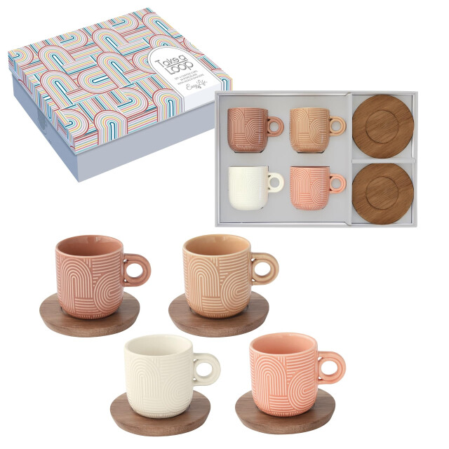Easy Life Set/4 espr beker + schotels acacia 11 cl tl07 3083935 large