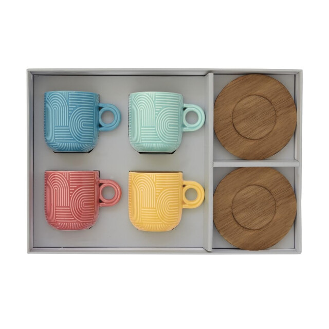 Easy Life Set/4 espr beker + schotels acacia 11 cl tl05 3083892 large