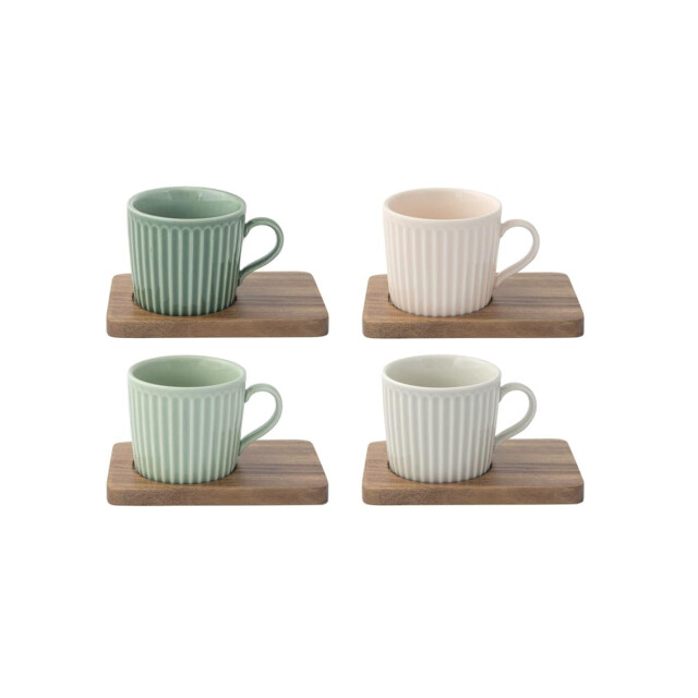 Easy Life Set/4 espr beker + schotels acacia 11 cl tbr7 3083960 large