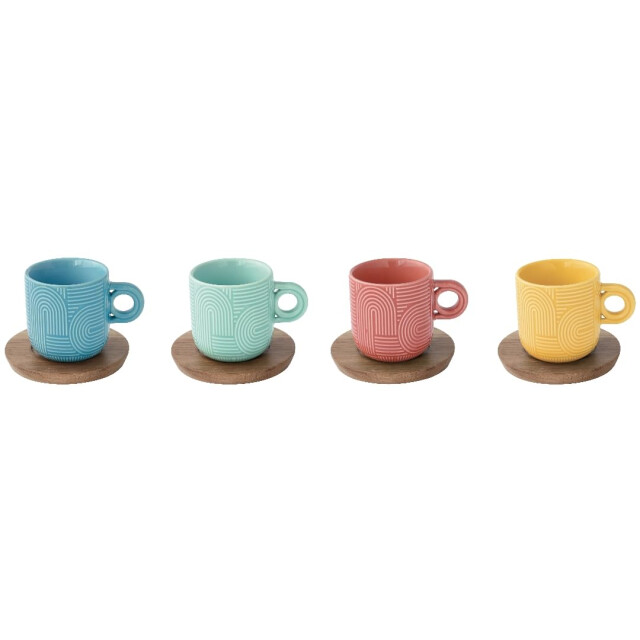 Easy Life Set/4 espr beker + schotels acacia 11 cl tl05 3083892 large
