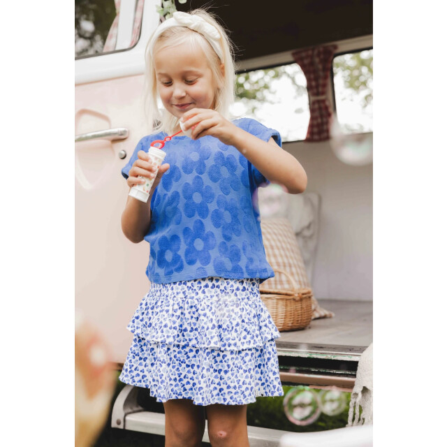 Looxs Revolution Zomer top meisjes jaquard bloemen terry - 2512-7432-185-Kobalt large