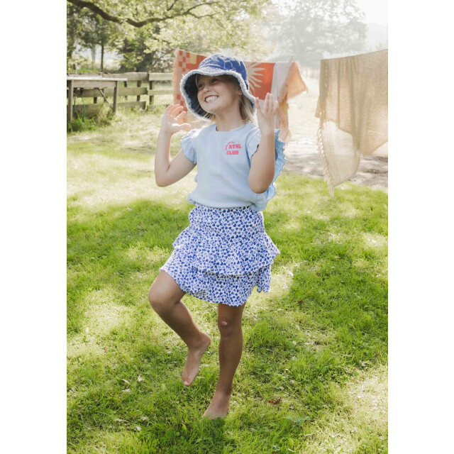 Looxs Revolution Zomer t-shirt meisjes rib ruffel - 2512-7450-134-Light blue large