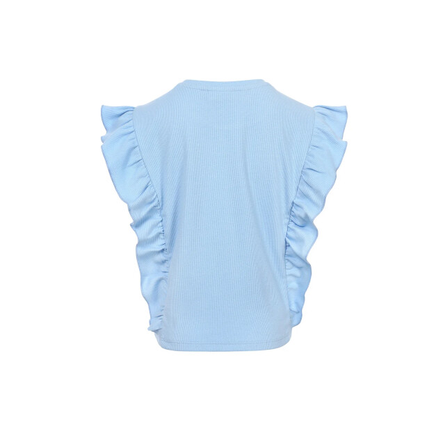 Looxs Revolution Zomer t-shirt meisjes rib ruffel - 2512-7450-134-Light blue large