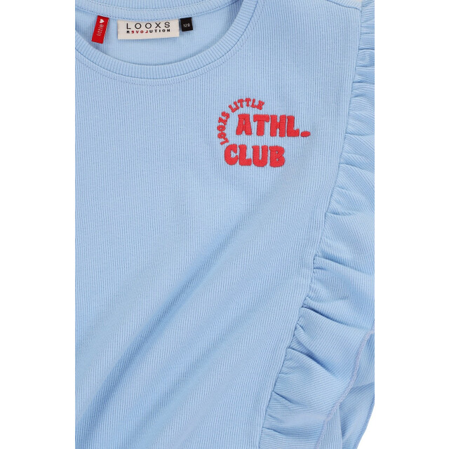Looxs Revolution Zomer t-shirt meisjes rib ruffel - 2512-7450-134-Light blue large