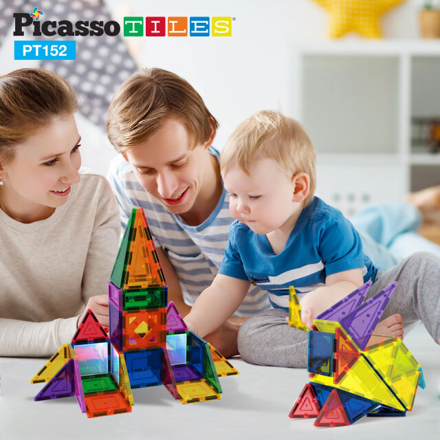 Picasso Tiles Picassotiles magnetic tiles set 152 delig met spiegels PT152 large