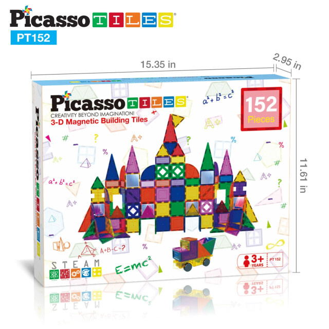 Picasso Tiles Picassotiles magnetic tiles set 152 delig met spiegels PT152 large
