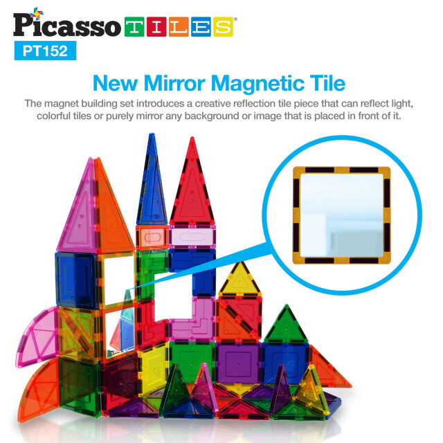 Picasso Tiles Picassotiles magnetic tiles set 152 delig met spiegels PT152 large