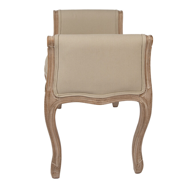 Clayre & Eef Bankje 67x44x60 cm beige hout textiel 3090904 large