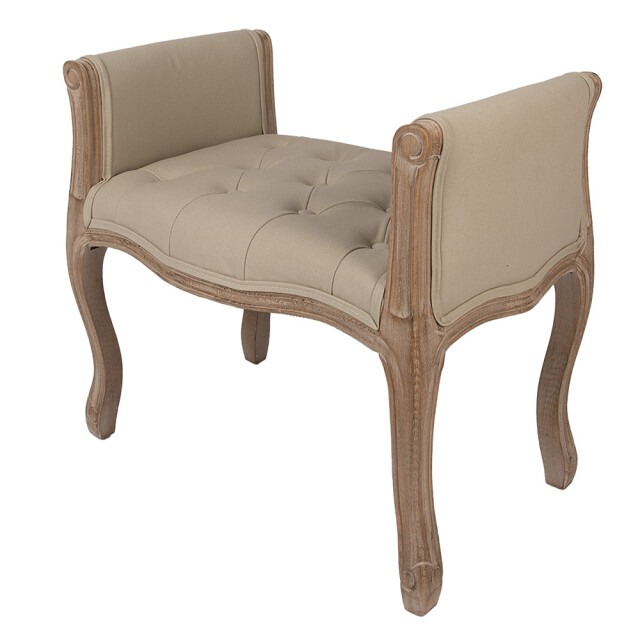 Clayre & Eef Bankje 67x44x60 cm beige hout textiel 3090904 large