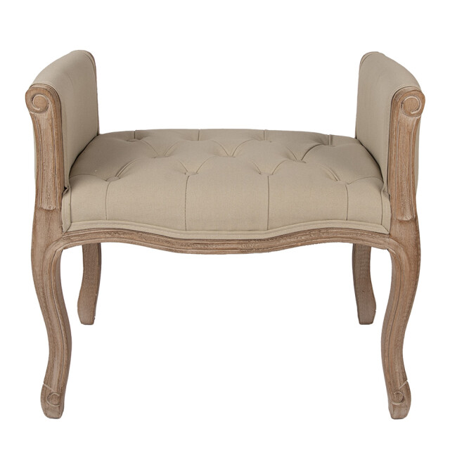 Clayre & Eef Bankje 67x44x60 cm beige hout textiel 3090904 large