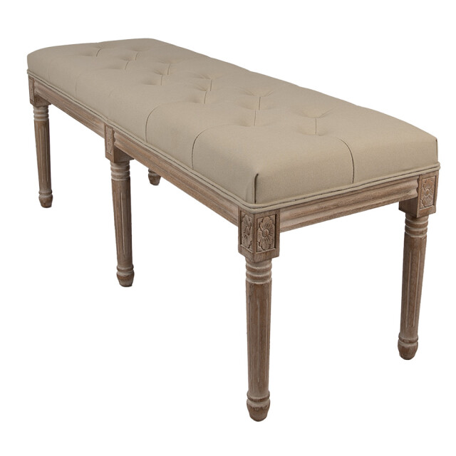 Clayre & Eef Bankje 122x41x46 cm beige hout textiel 3090892 large