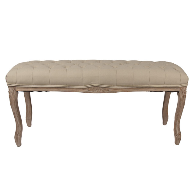 Clayre & Eef Bankje 112x36x50 cm beige hout textiel 3090896 large