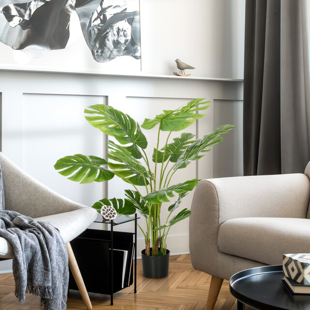4goodz Homcom kunstplant monstera 120 cm kunstplant met pot en mos 3128082 large