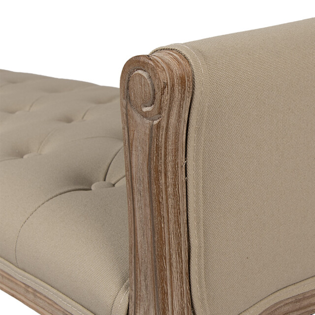 Clayre & Eef Bankje 113x44x60 cm beige hout textiel 3090899 large