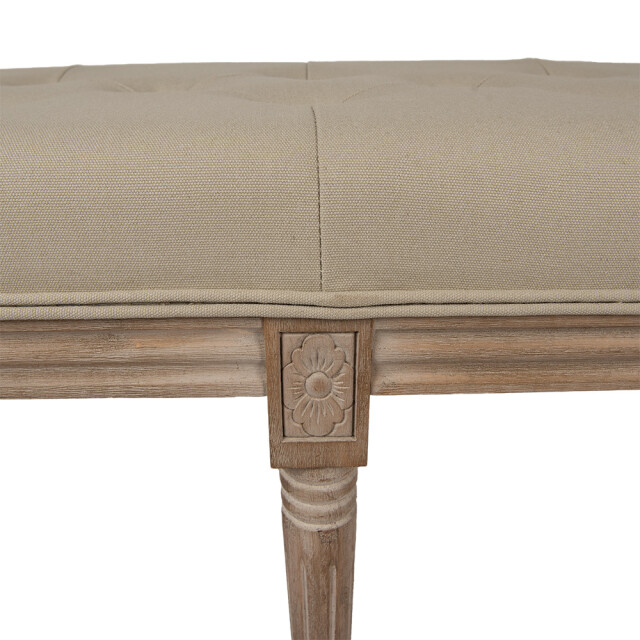 Clayre & Eef Bankje 122x41x46 cm beige hout textiel 3090892 large
