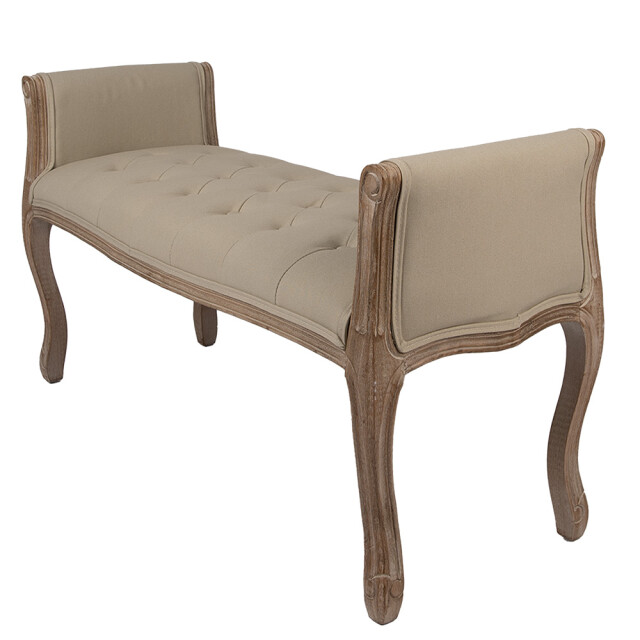 Clayre & Eef Bankje 113x44x60 cm beige hout textiel 3090899 large
