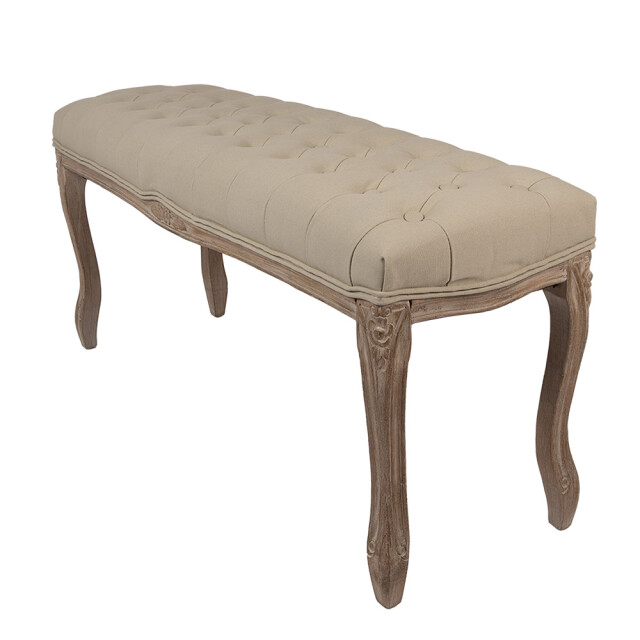 Clayre & Eef Bankje 112x36x50 cm beige hout textiel 3090896 large