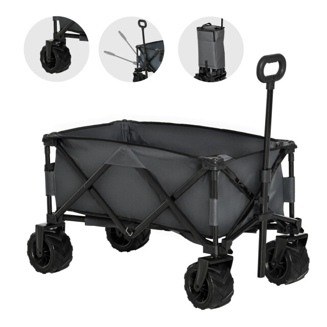 4goodz Outsunny bolderkar strand inklapbare handwagen 360° tuinwagen 3128086 large
