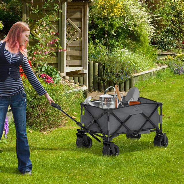 4goodz Outsunny bolderkar strand inklapbare handwagen 360° tuinwagen 3128086 large