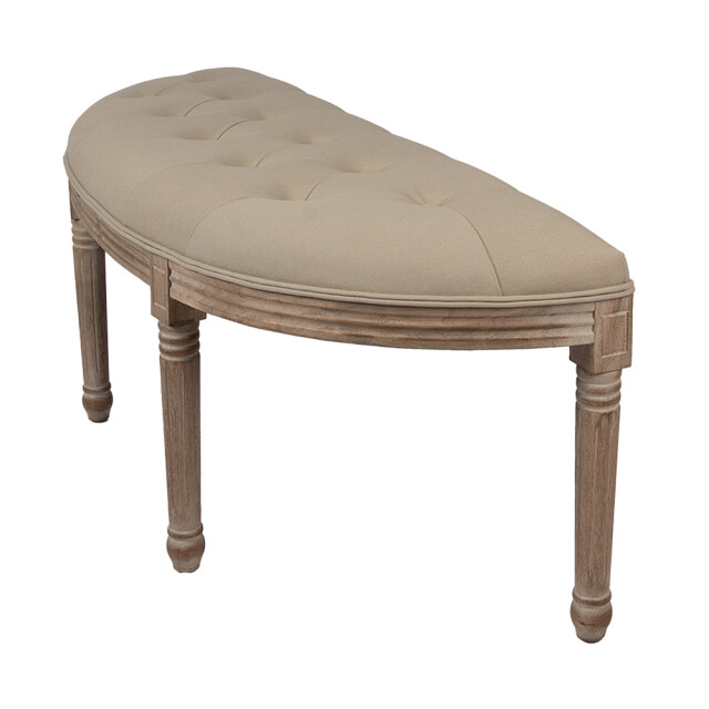Clayre & Eef Bankje 125x41x48 cm beige hout textiel 3090887 large