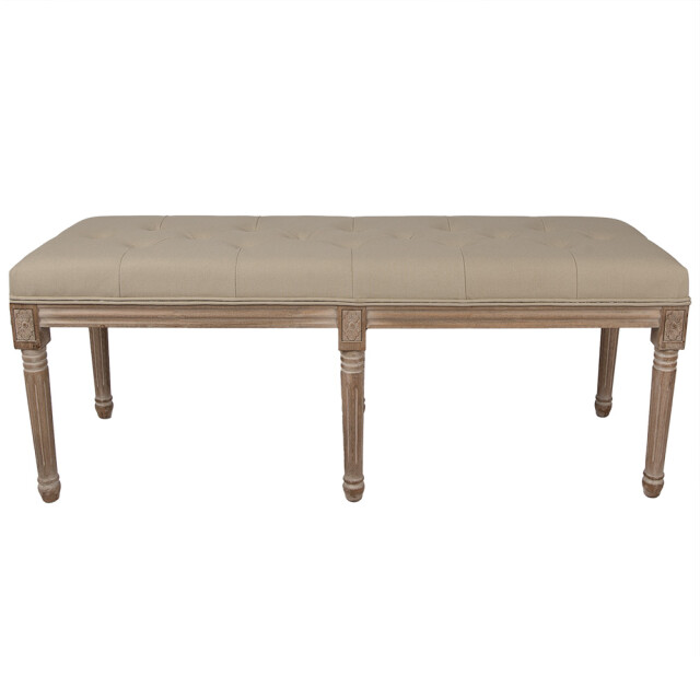 Clayre & Eef Bankje 122x41x46 cm beige hout textiel 3090892 large