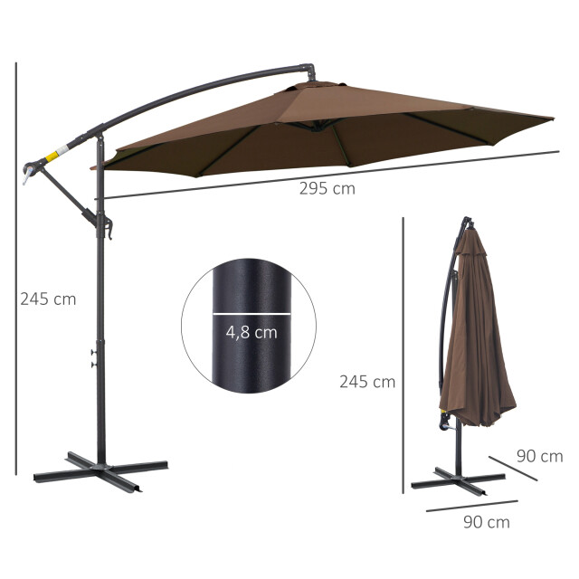 4goodz Outsunny zweefparasol met draaimechanisme, Ø3 mtr 3115213 large