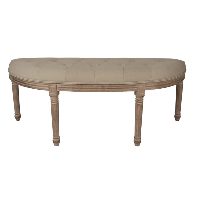 Clayre & Eef Bankje 125x41x48 cm beige hout textiel 3090887 large