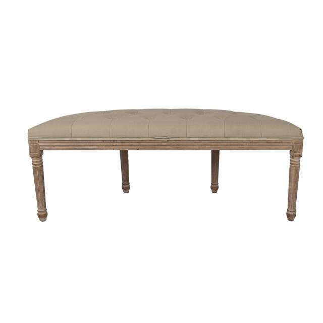 Clayre & Eef Bankje 125x41x48 cm beige hout textiel 3090887 large