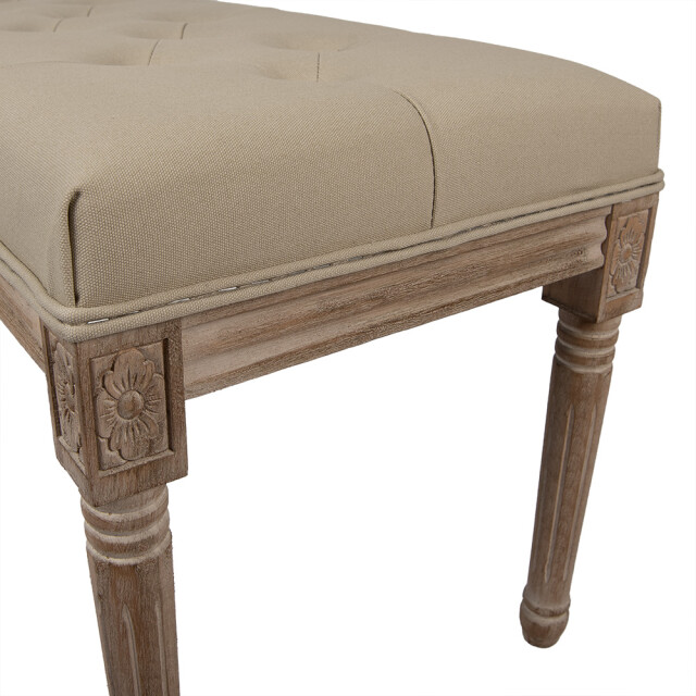 Clayre & Eef Bankje 122x41x46 cm beige hout textiel 3090892 large