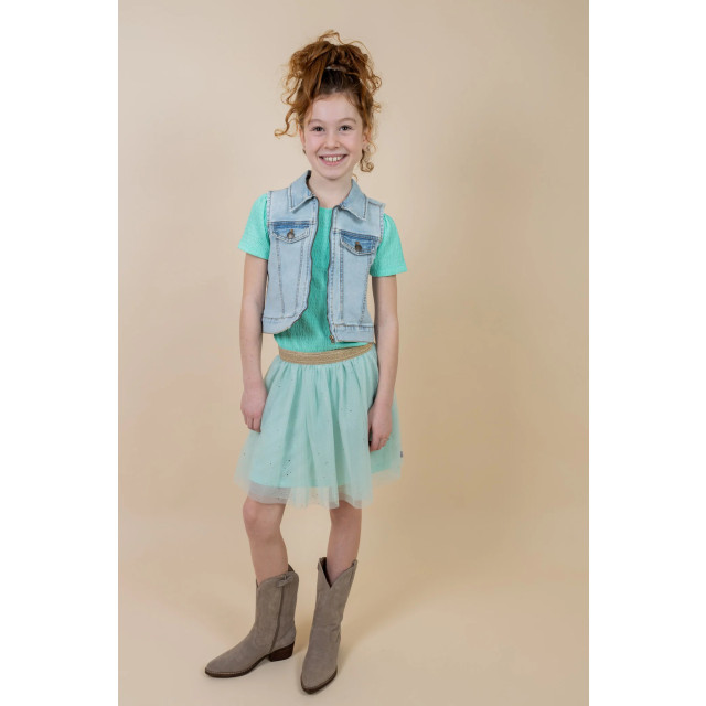 MAYCE Zomer denim gilet meisjes licht denim MY502-5143-800 large