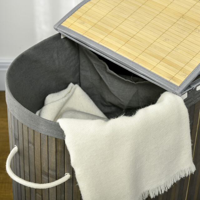 4goodz 100 l wasmand bamboe met deksel 2 secties / uitneembare waszak 3128087 large