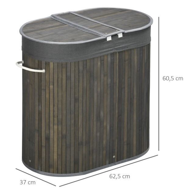 4goodz 100 l wasmand bamboe met deksel 2 secties / uitneembare waszak 3128087 large