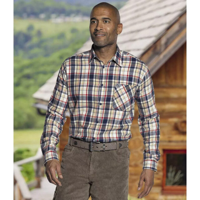 Atlas For Men Heren geruit flannel shirt UTAF101_navyecru large