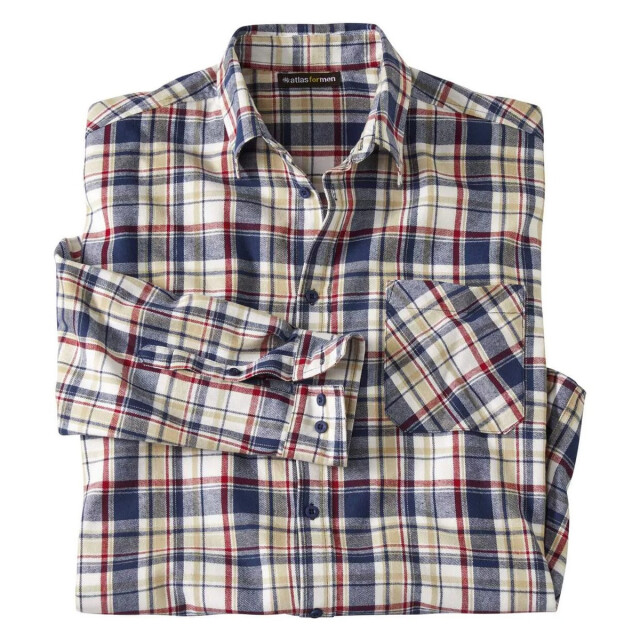 Atlas For Men Heren geruit flannel shirt UTAF101_navyecru large