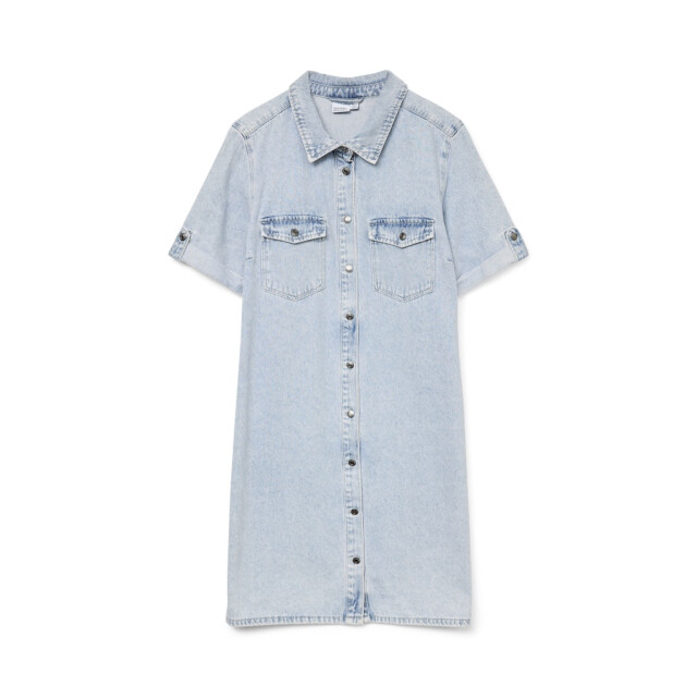 Vero Moda vmjennie ss short denim dress ga no 10309665 light blue denim 06311.260.0002 large