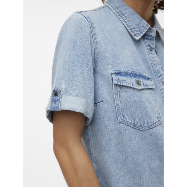 Vero Moda vmjennie ss short denim dress ga no 10309665 light blue denim 06311.260.0002 large