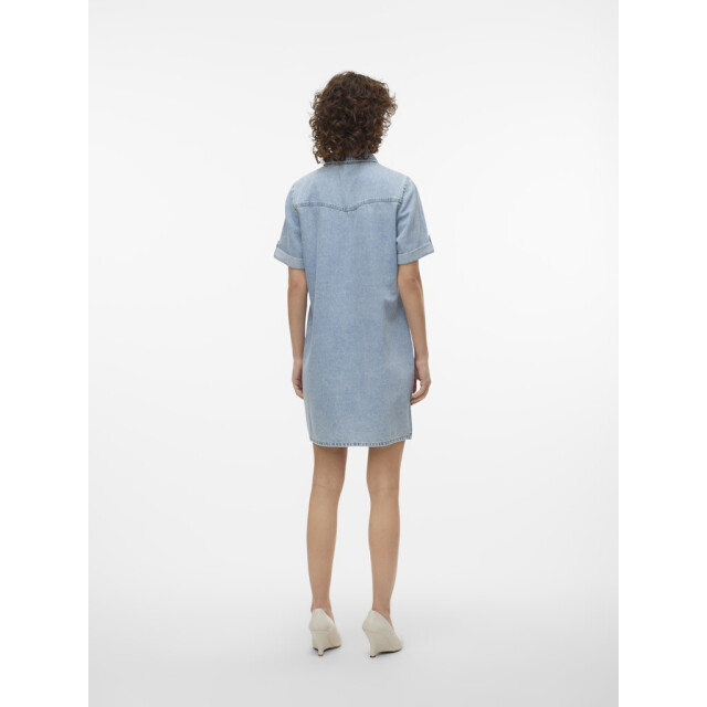Vero Moda vmjennie ss short denim dress ga no 10309665 light blue denim 06311.260.0002 large