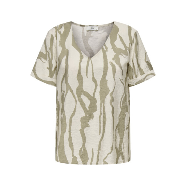 Jacqueline de Yong camille s/s v-neck top wvn 15347361 sandshell mermaid abstract 06613.820.0051 large