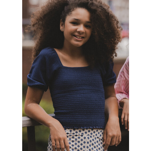 Looxs Revolution Navy top met smock voor meisjes in de kleur 2512-5133-191 large